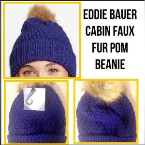 Eddie Bauer Cabin Faux Fur Pom Beanie